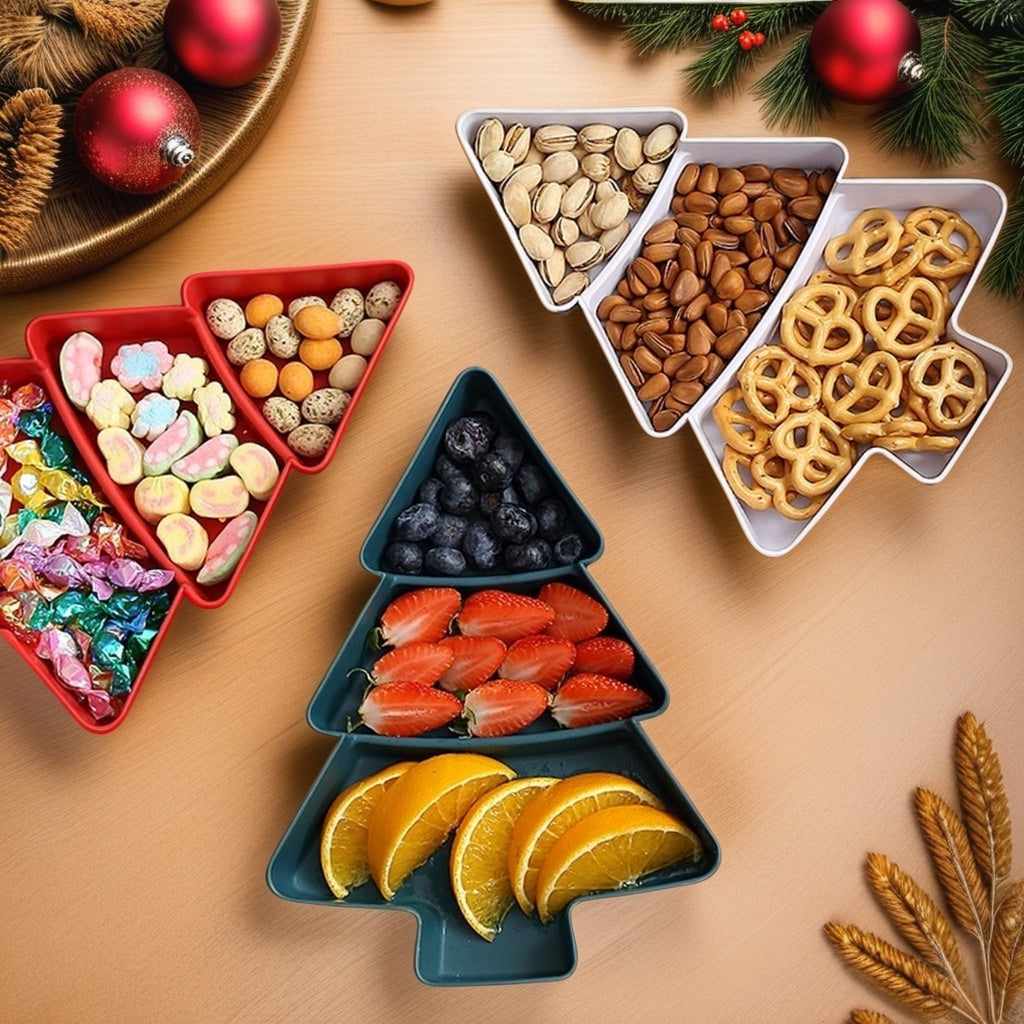 Kit 3 Bandejas Natalinas em Formato de Árvore - Zafer Decor