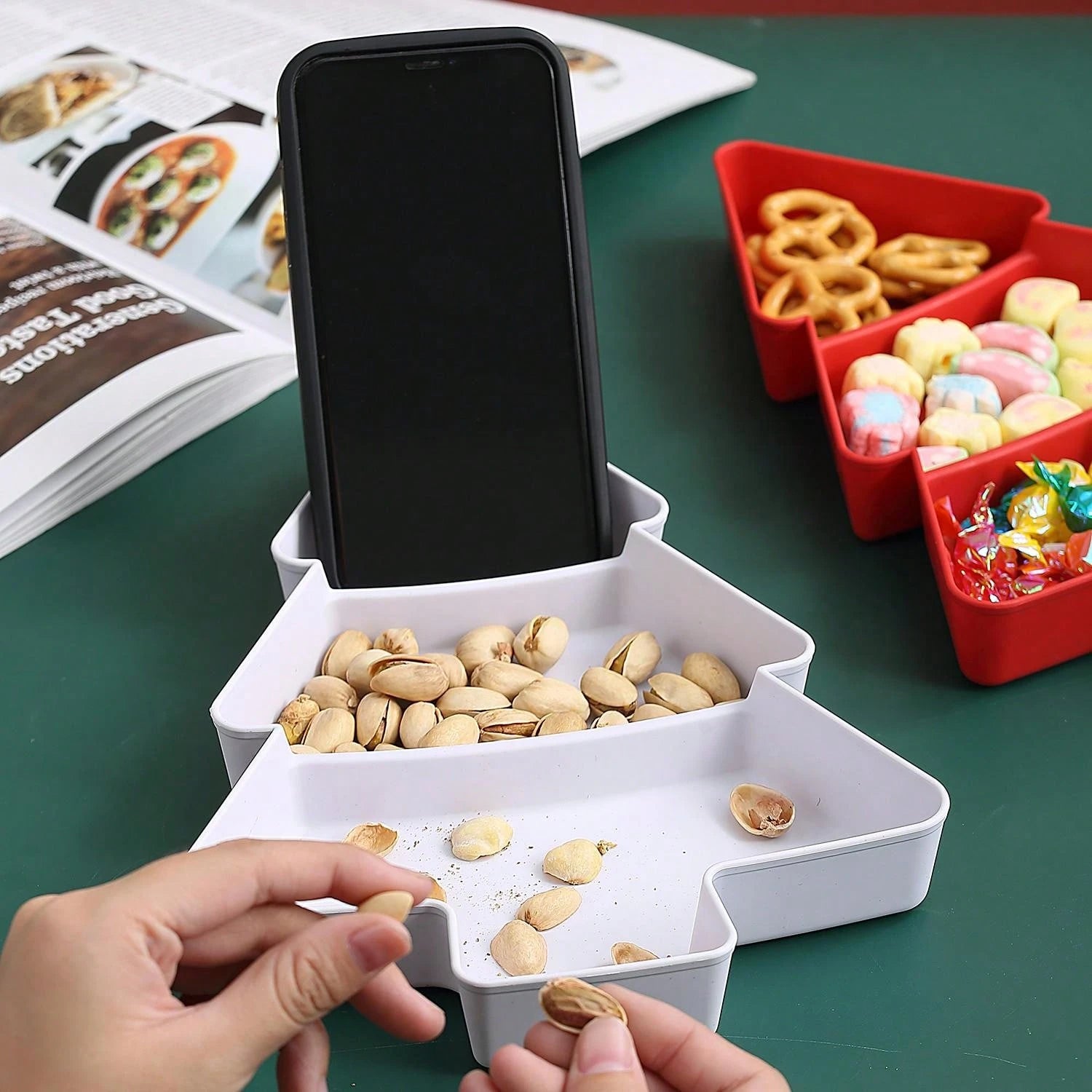 Kit 3 Bandejas Natalinas em Formato de Árvore - Zafer Decor