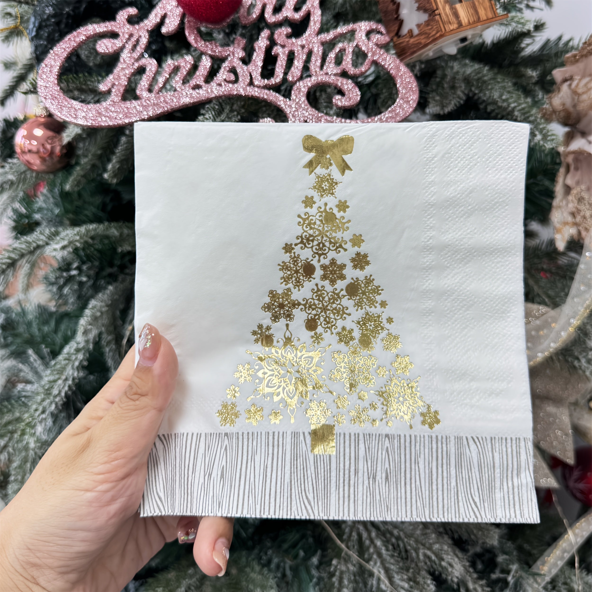 Guardanapos Natalinos Dourados - Zafer Decor