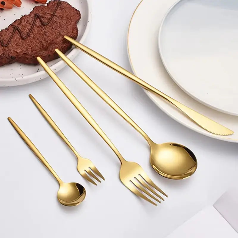 Jogo de Talheres 12 Peças Dourado - Zafer Decor