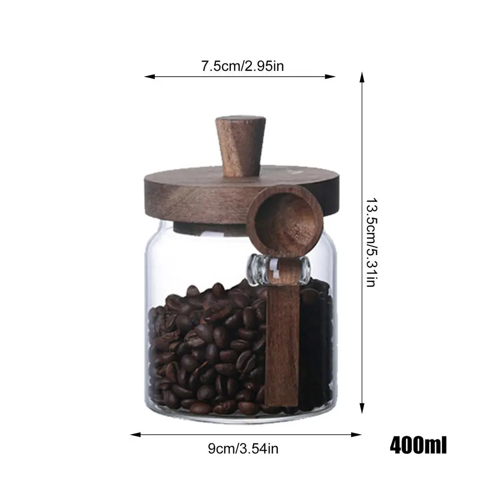 Pote de Vidro para Armazenamento de Café + Colher de Madeira Zafer