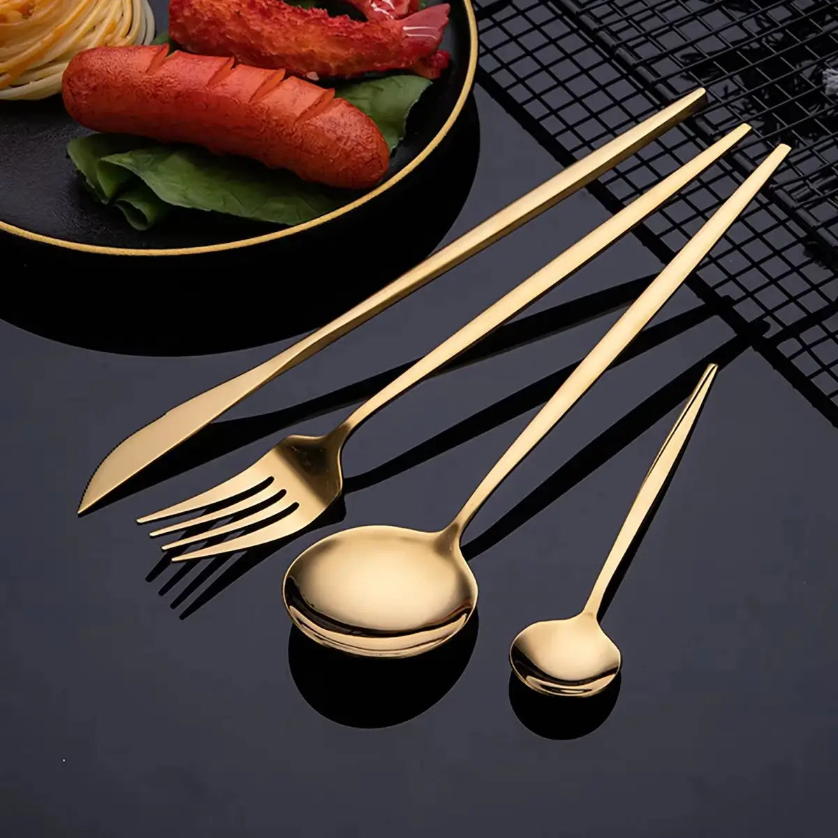 Jogo de Talheres 12 Peças Dourado - Zafer Decor