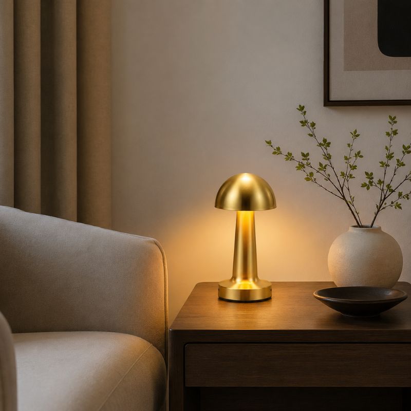 Abajur de Mesa Ória Dourado Sala