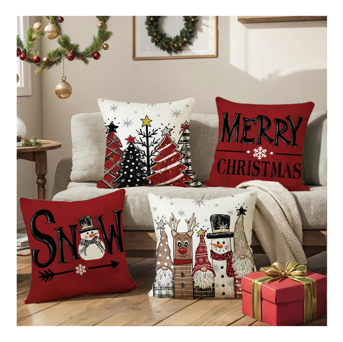 Kit 4 Capas de Almofada de Natalinas - Zafer Decor