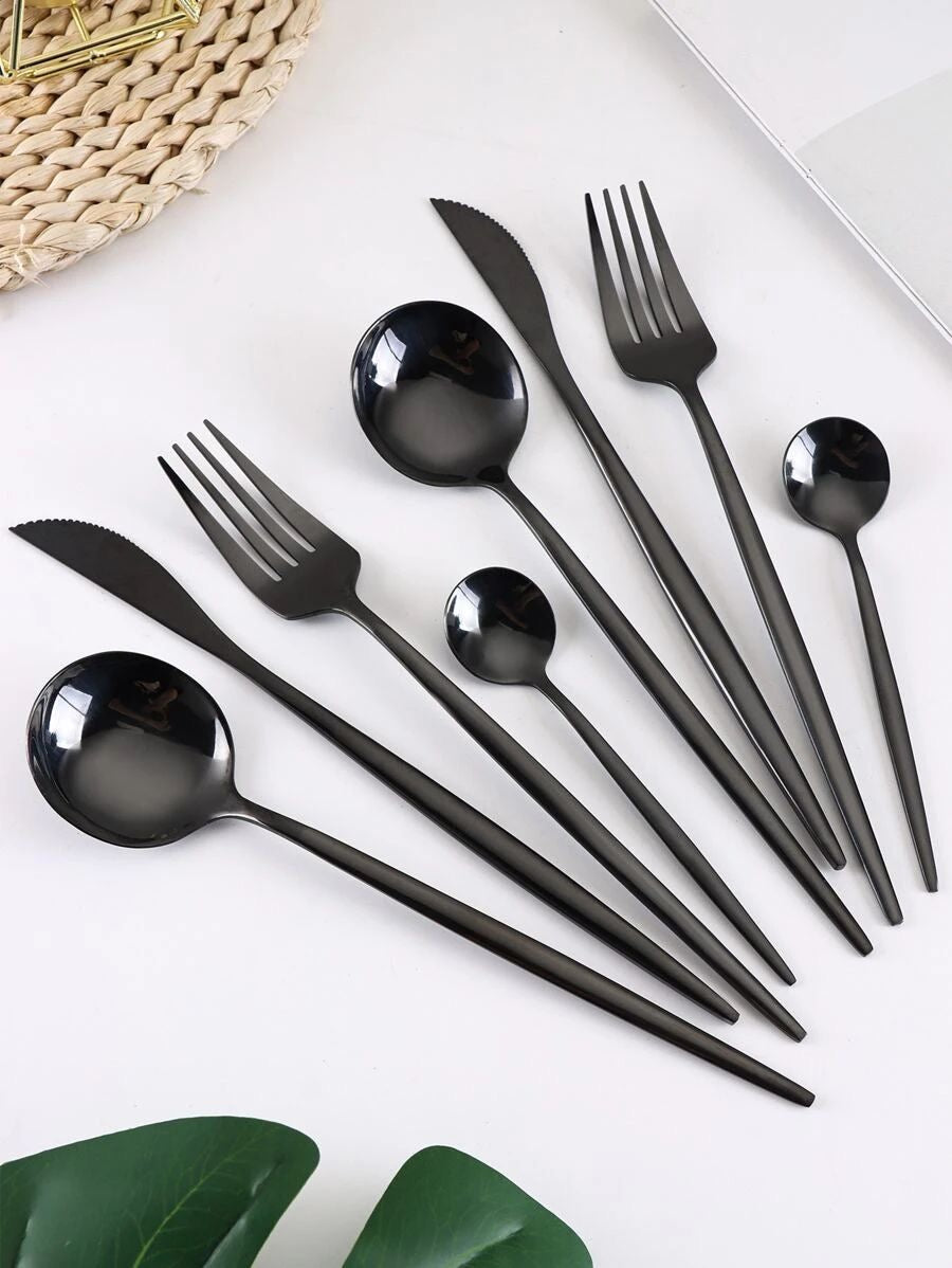 Jogo de Talheres 18 Peças Preto - Zafer Decor