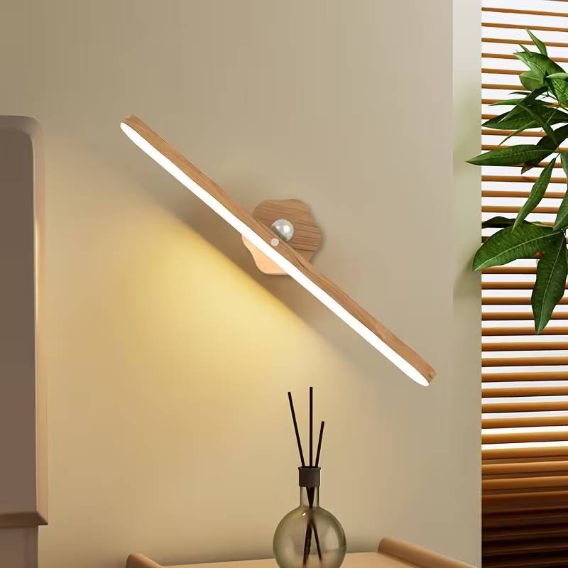 Luminária LED de Madeira Recarregável com Base Magnética – Zafer Decor