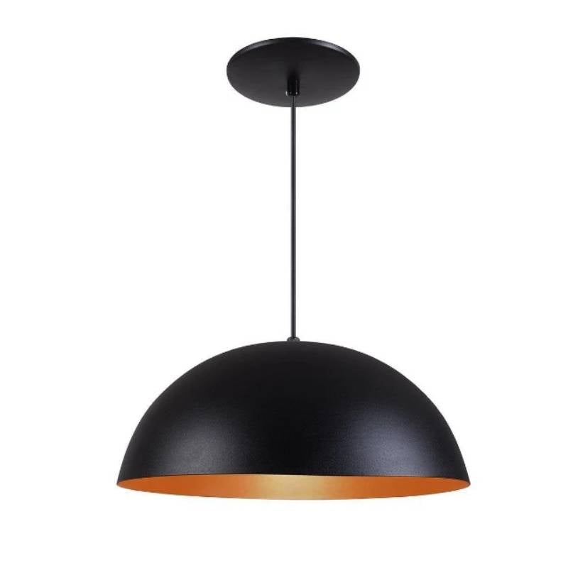 Luminária Pendente Meia Lua Alumínio Black and White – Zafer Decor Preto