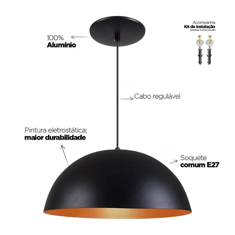 Luminária Pendente Meia Lua Zafer Home