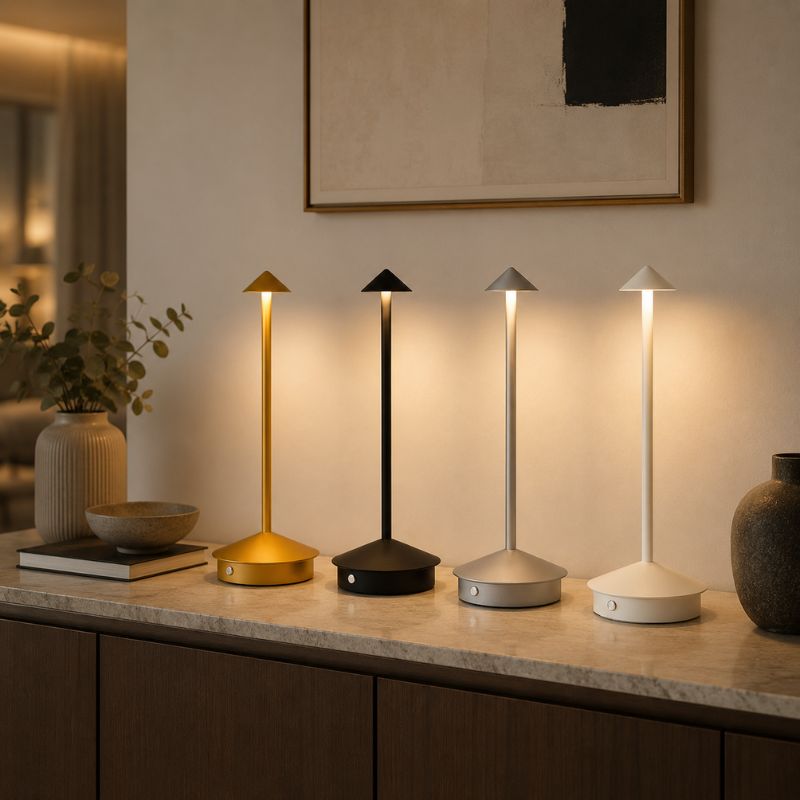 Luminária de Mesa Atena Branca, Preta