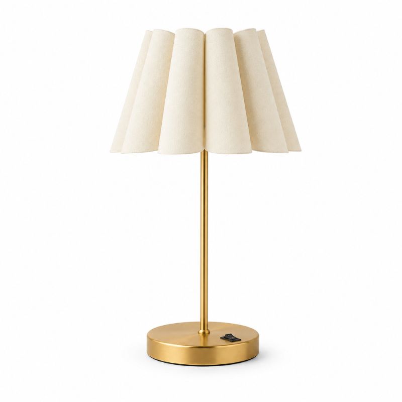 Luminária de Mesa com Cúpula Plissada Dourada