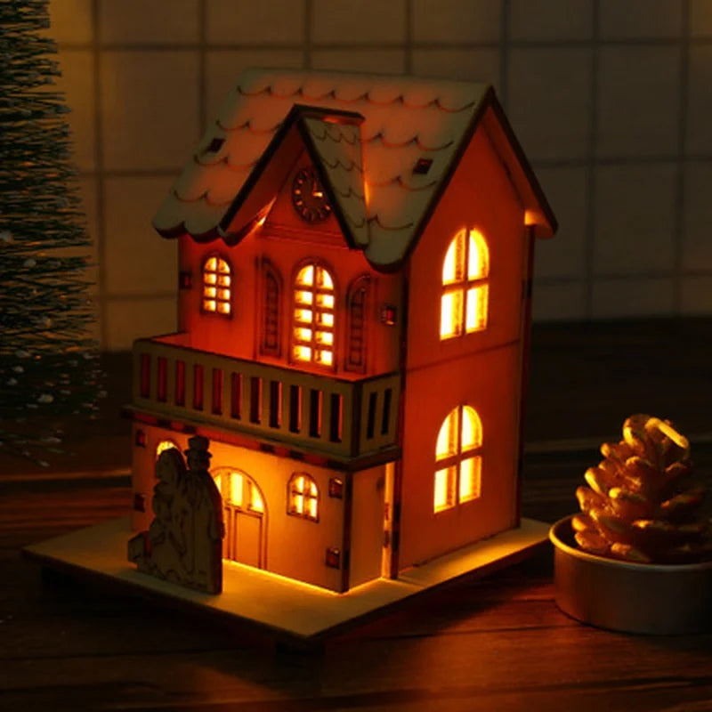 Casinhas Vila de Natal de Madeira com Luz LED - Zafer Decor Kit Completo