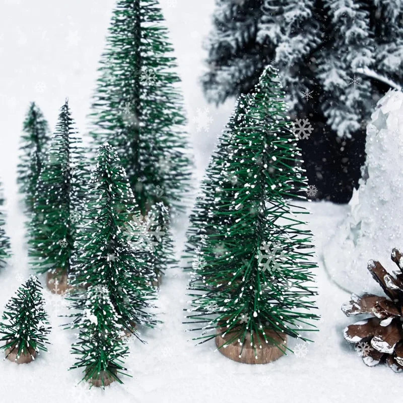 Kit com 25 Mini Pinheiros Nevados de Natal – Zafer Decor