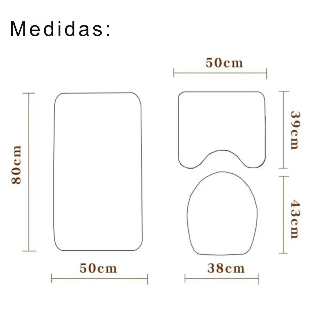 Kit Tapete para Banheiro com 3 Peças Zafer