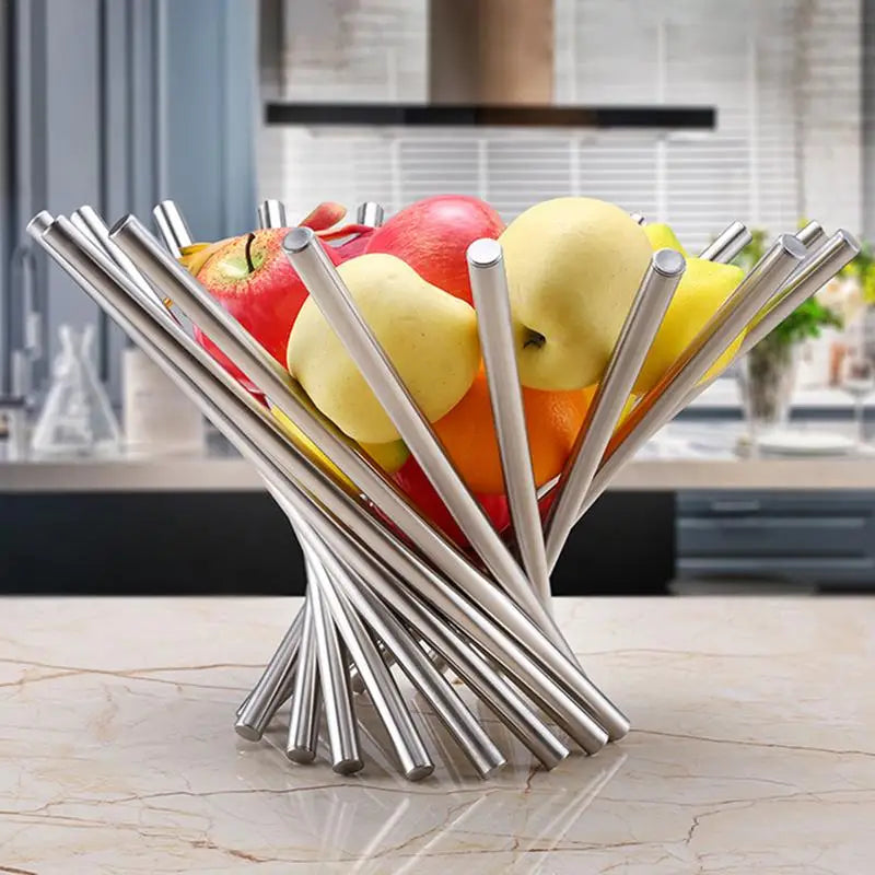 Fruteira de mesa em aço inox detalhes