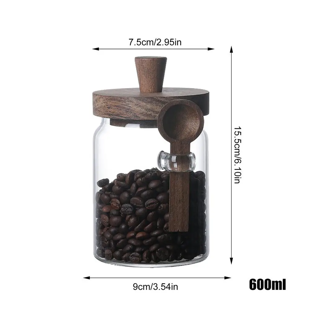 Pote de Vidro para Armazenamento de Café + Colher de Madeira Zafer