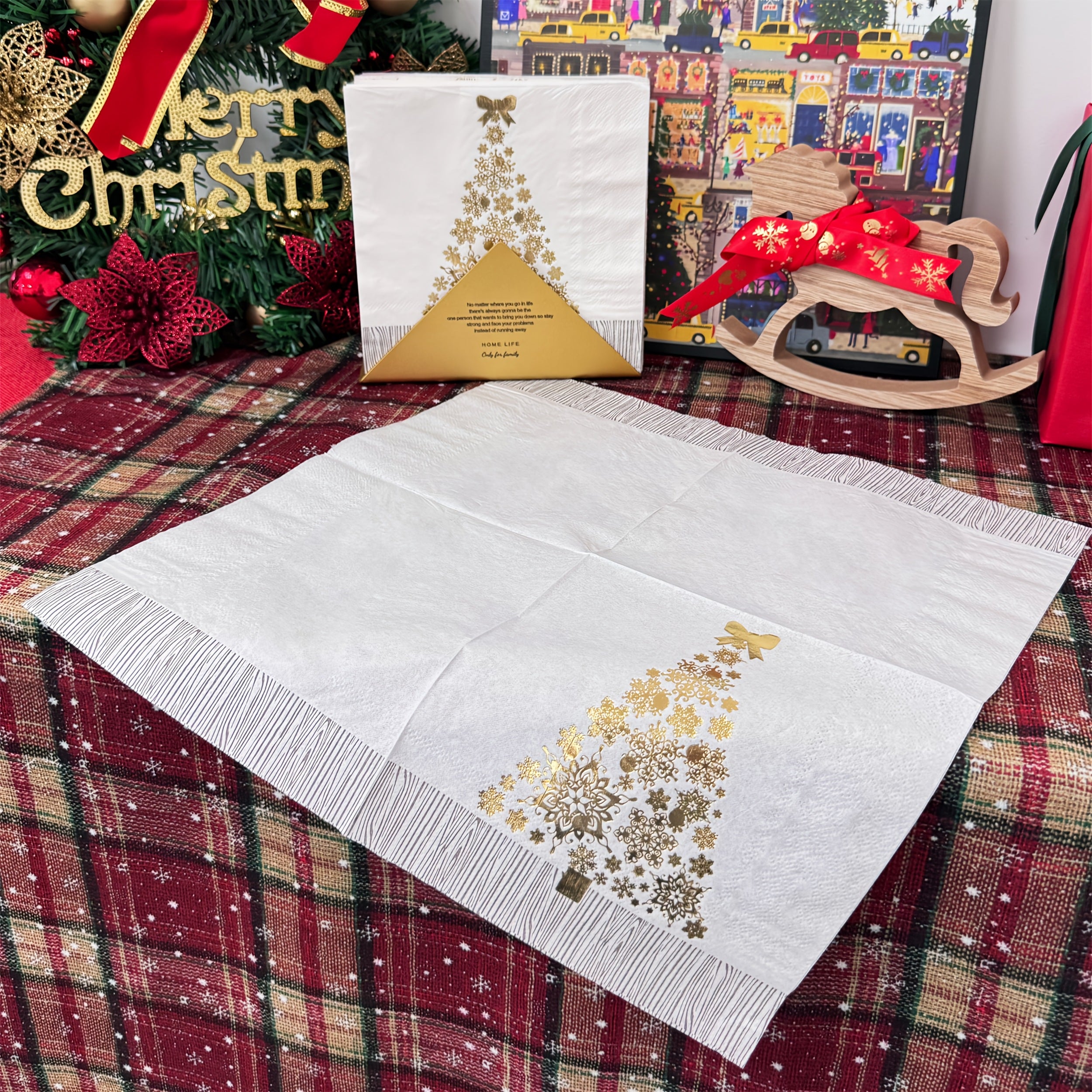 Guardanapos Natalinos Dourados - Zafer Decor