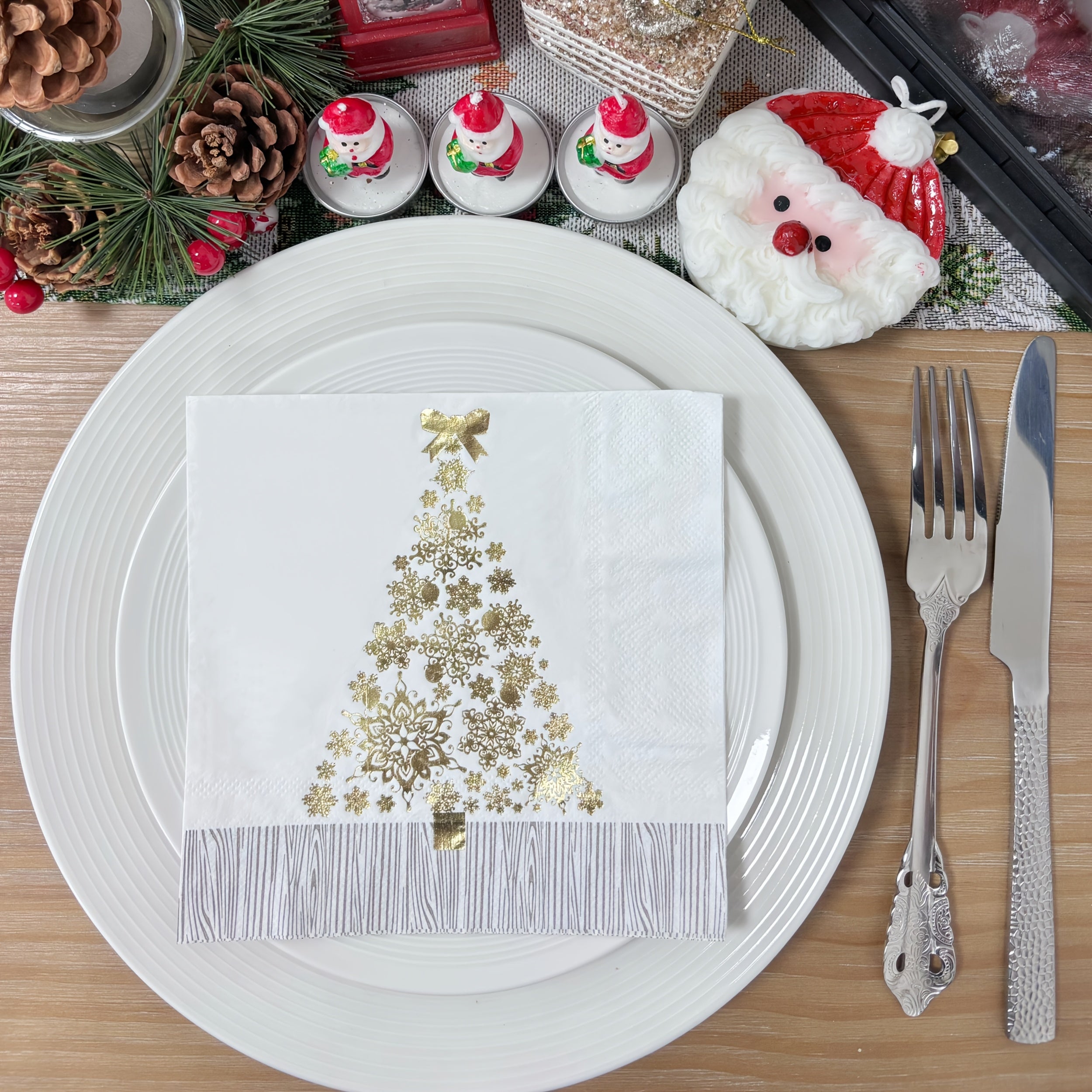 Guardanapos Natalinos Dourados - Zafer Decor