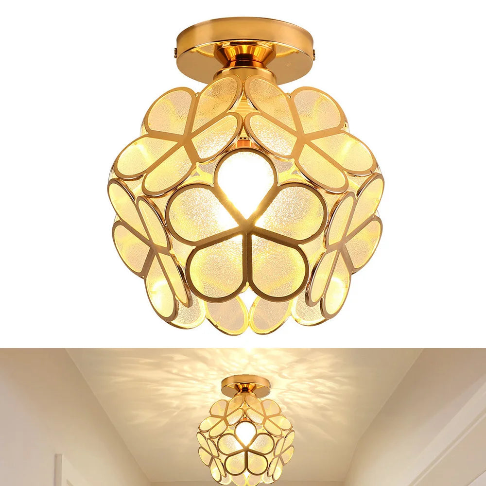 luminária de teto pétalas de rosa cor amarelo elegante