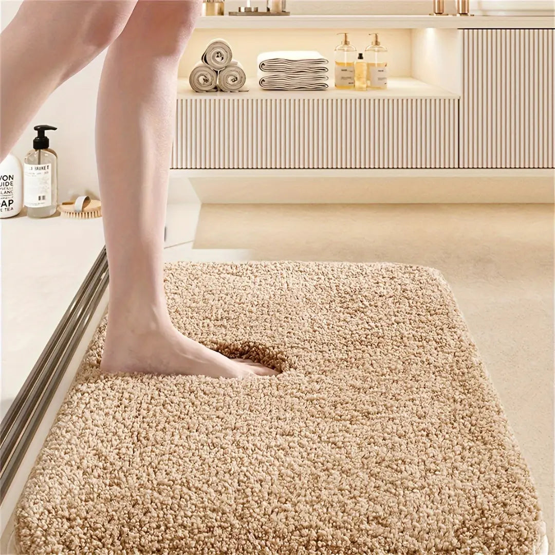 Tapete antiderrapante para banheiro cor caqui - Zafer Decor