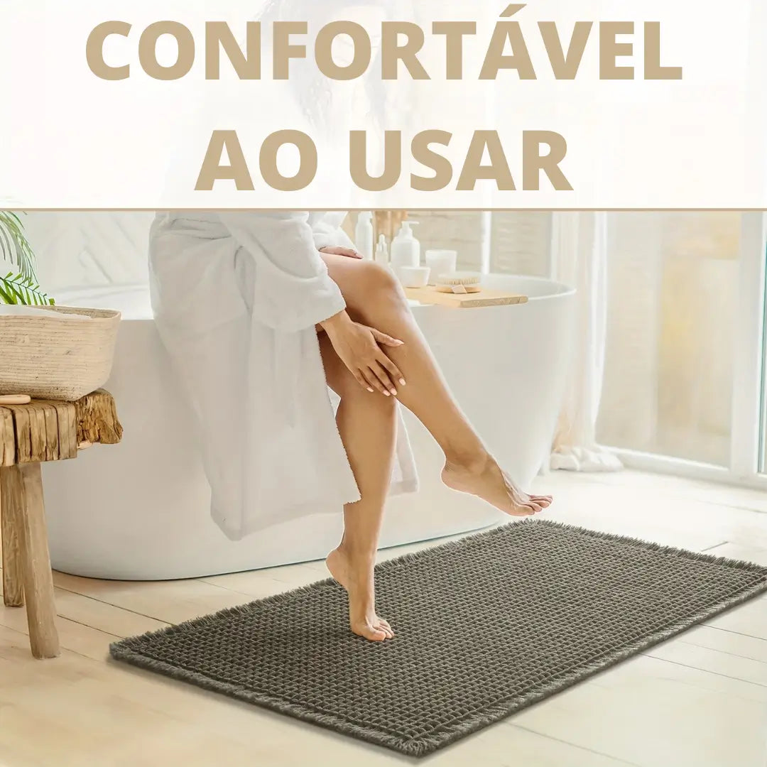 Tapete para banheiro cinza com base antiderrapante e alta absorção marca zafer Decor