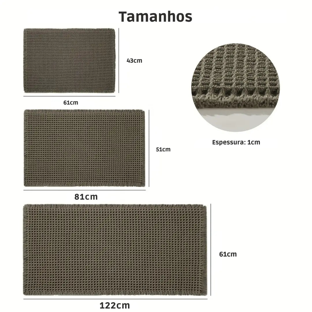 Medidas Tapete para banheiro cinza com base antiderrapante e alta absorção marca zafer Decor