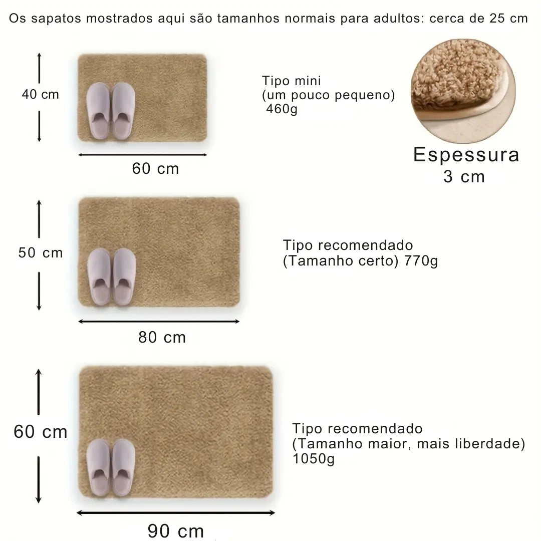 Tapete antiderrapante para banheiro cor caqui - Zafer Decor