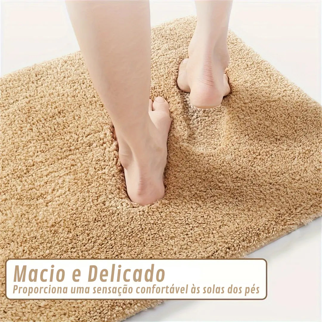 Tapete antiderrapante para banheiro cor caqui - Zafer Decor