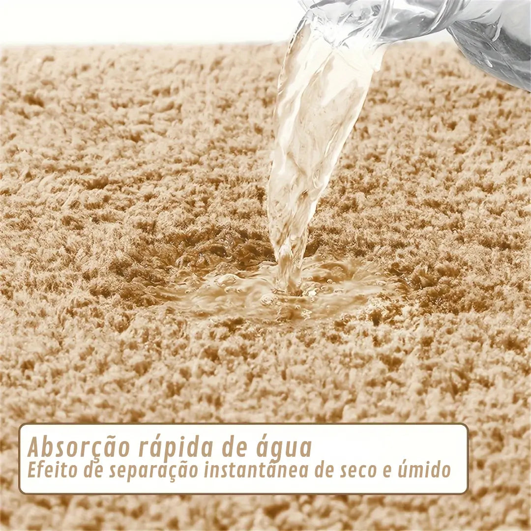 Tapete antiderrapante para banheiro cor caqui - Zafer Decor