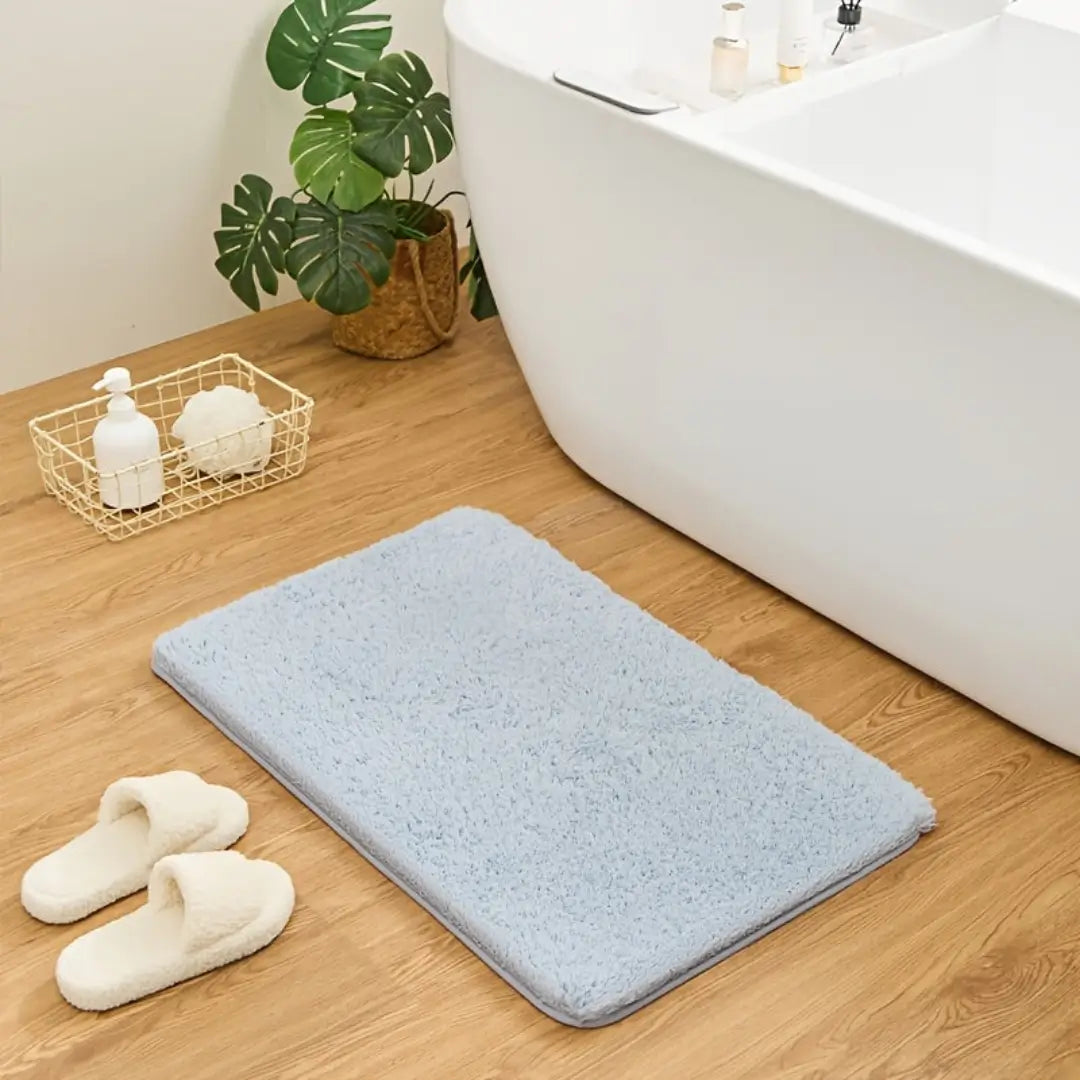 tapete azul antiderrapante para banheiro modelo essenza zafer decor
