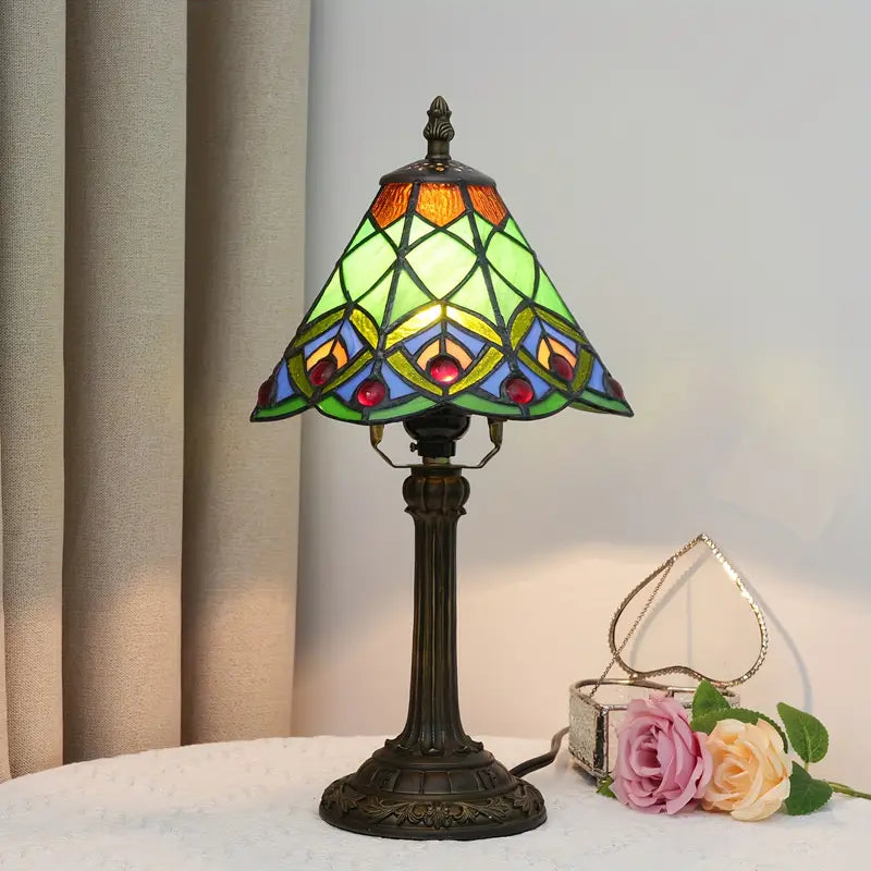 Luminária de Mesa Vitral Artesanal Zafer Decor