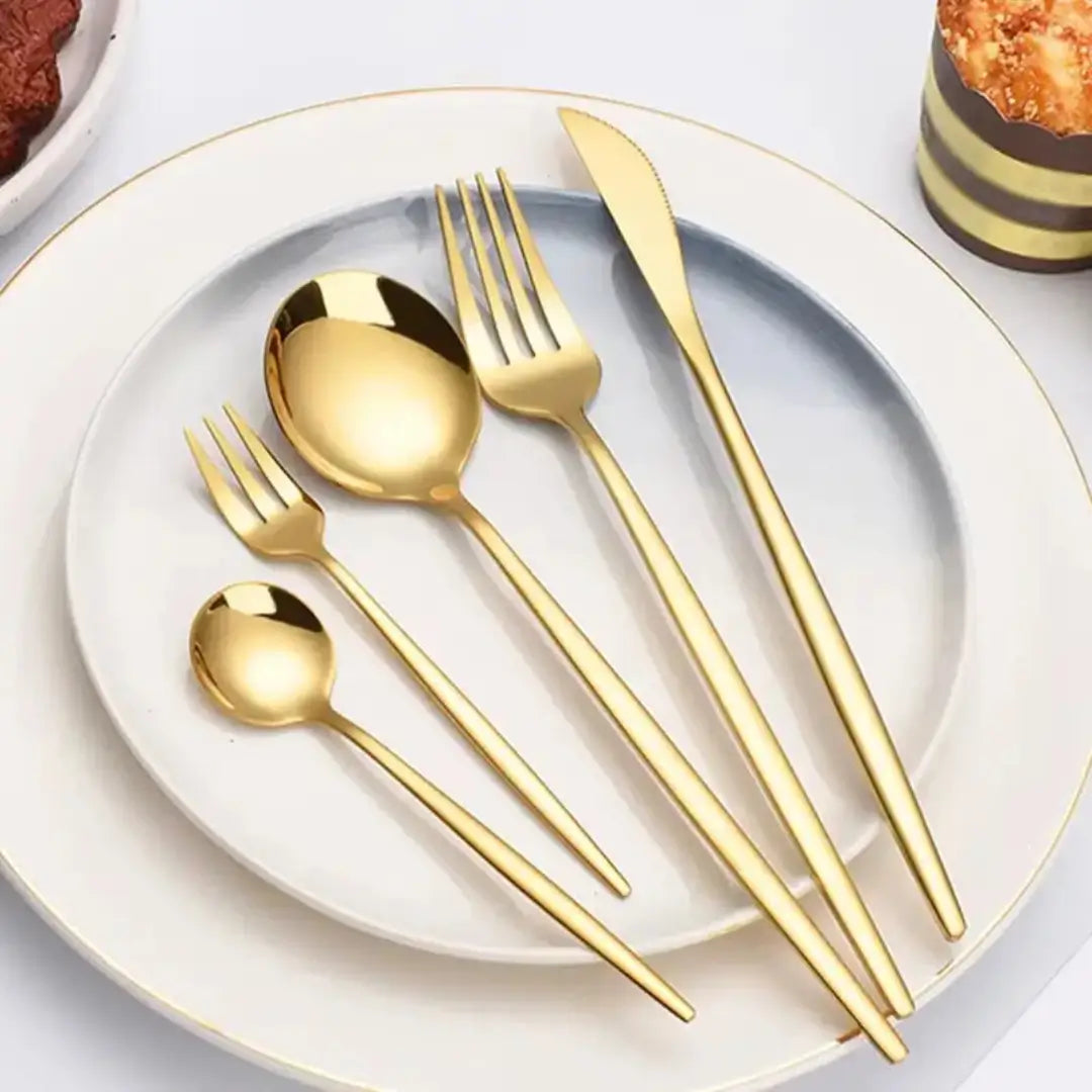 Jogo de Talheres 12 Peças Dourado - Zafer Decor