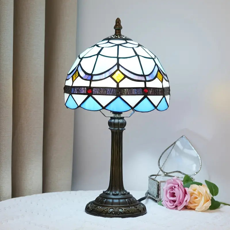 Luminária de Mesa Vitral Artesanal Zafer Decor