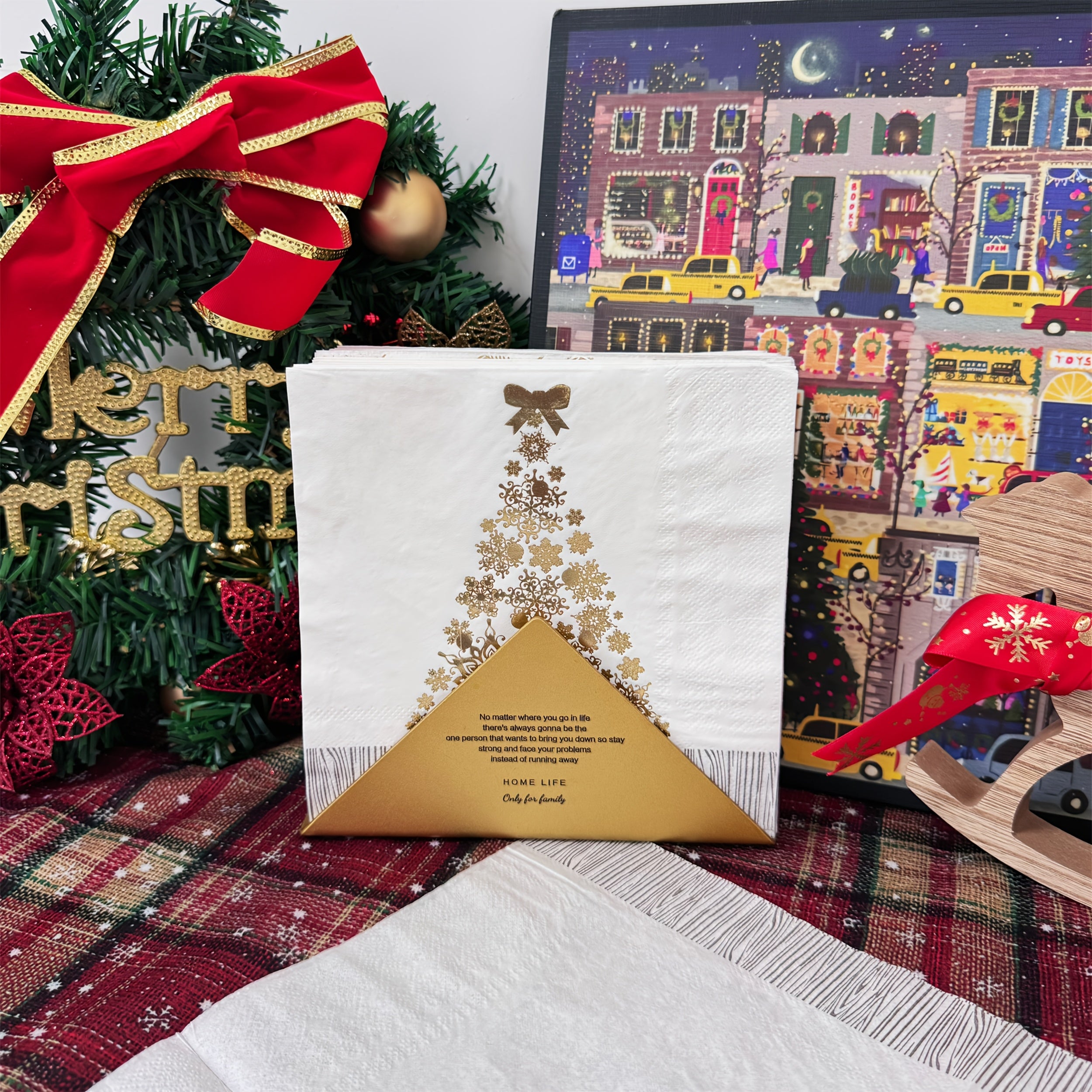 Guardanapos Natalinos Dourados - Zafer Decor