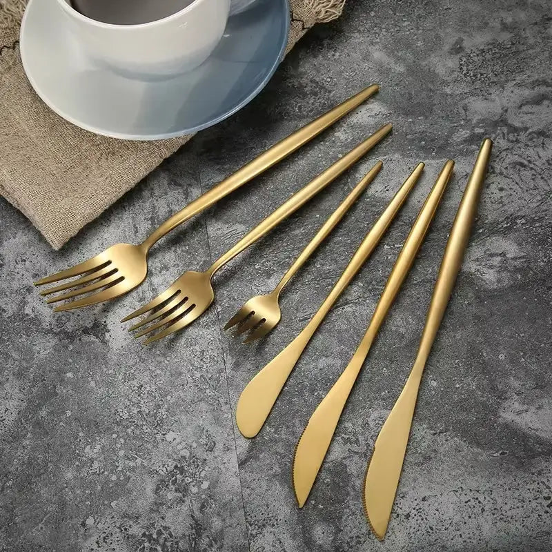 Jogo de Talheres 12 Peças Dourado - Zafer Decor