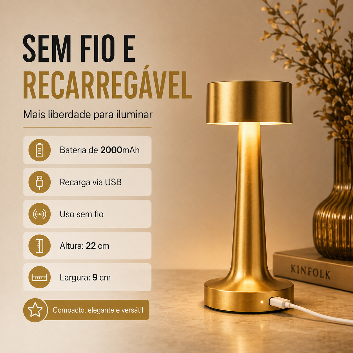 Abajur de Mesa Ória - COMPRE 1 LEVE 2