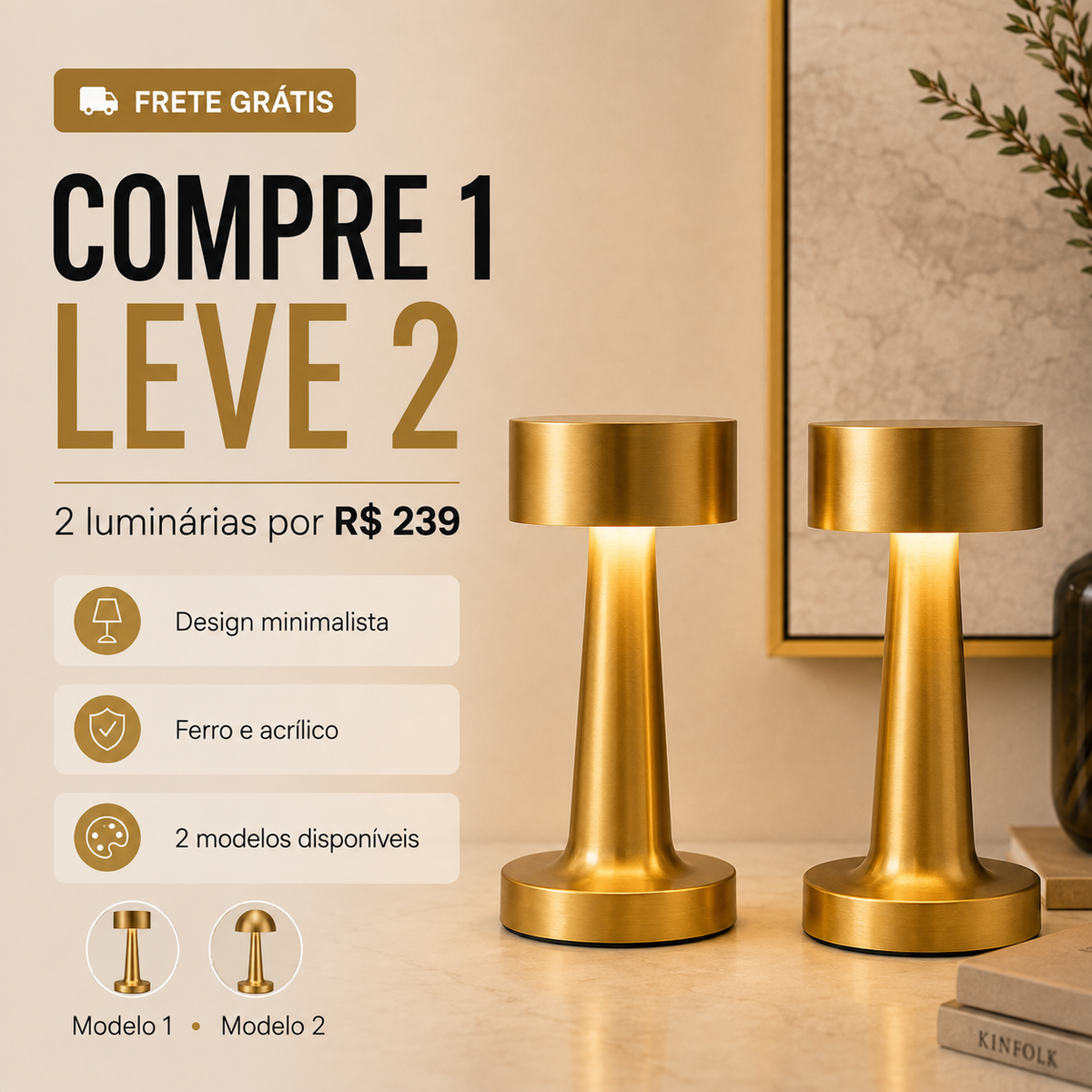 Abajur de Mesa Ória - COMPRE 1 LEVE 2