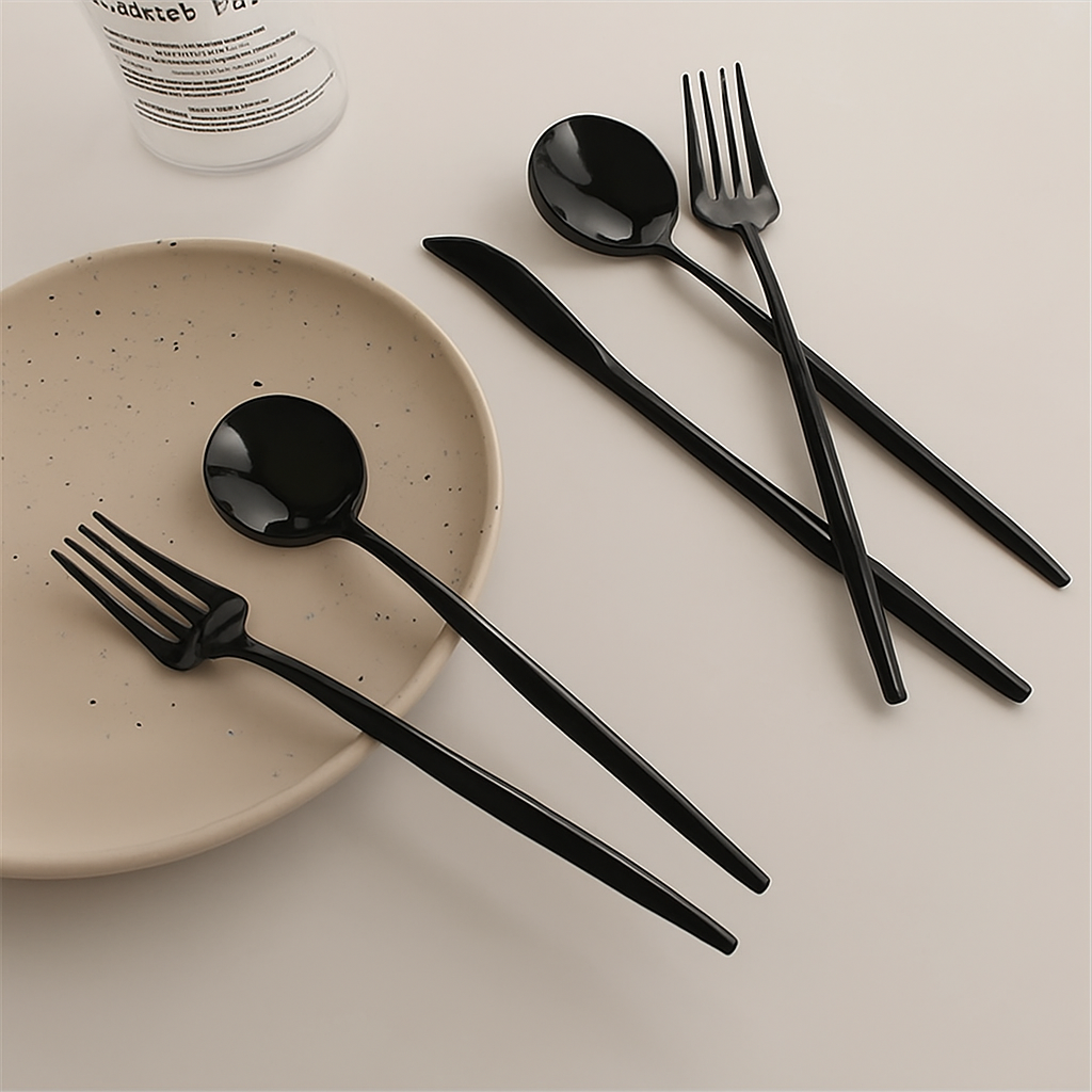 Jogo de Talheres 18 Peças Preto - Zafer Decor