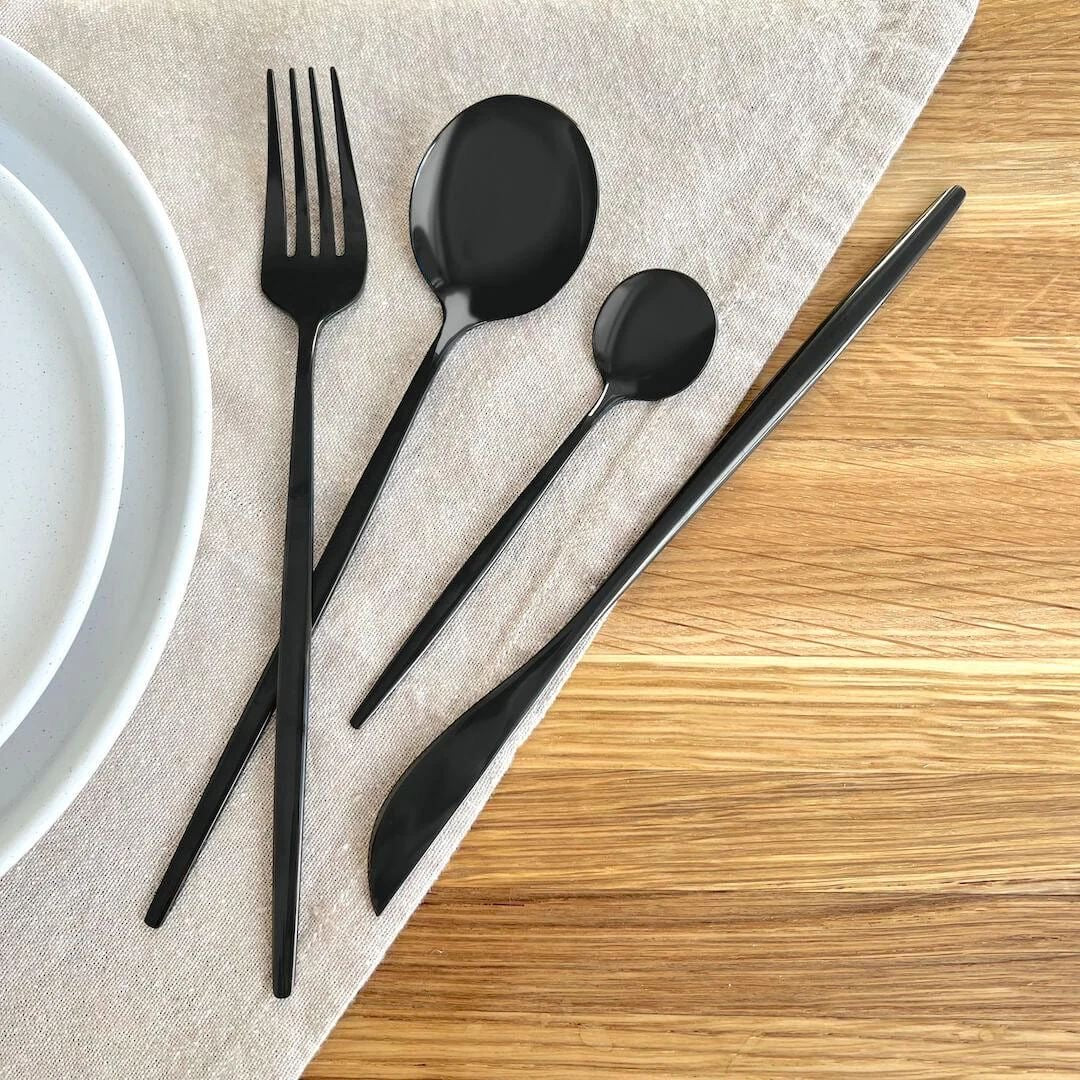 Jogo de Talheres 18 Peças Preto - Zafer Decor