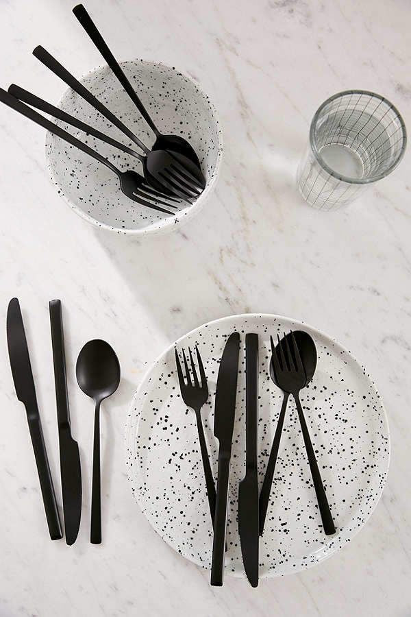 Jogo de Talheres 18 Peças Preto - Zafer Decor