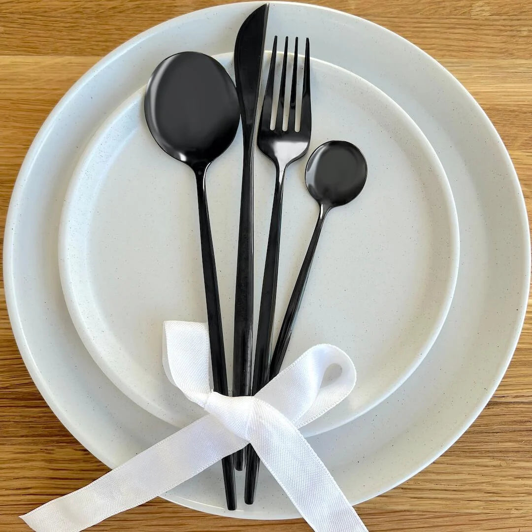 Jogo de Talheres 18 Peças Preto - Zafer Decor