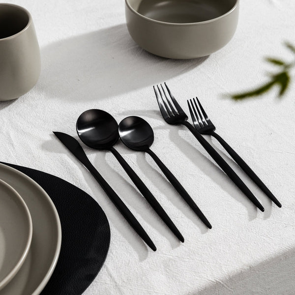 Jogo de Talheres 18 Peças Preto - Zafer Decor