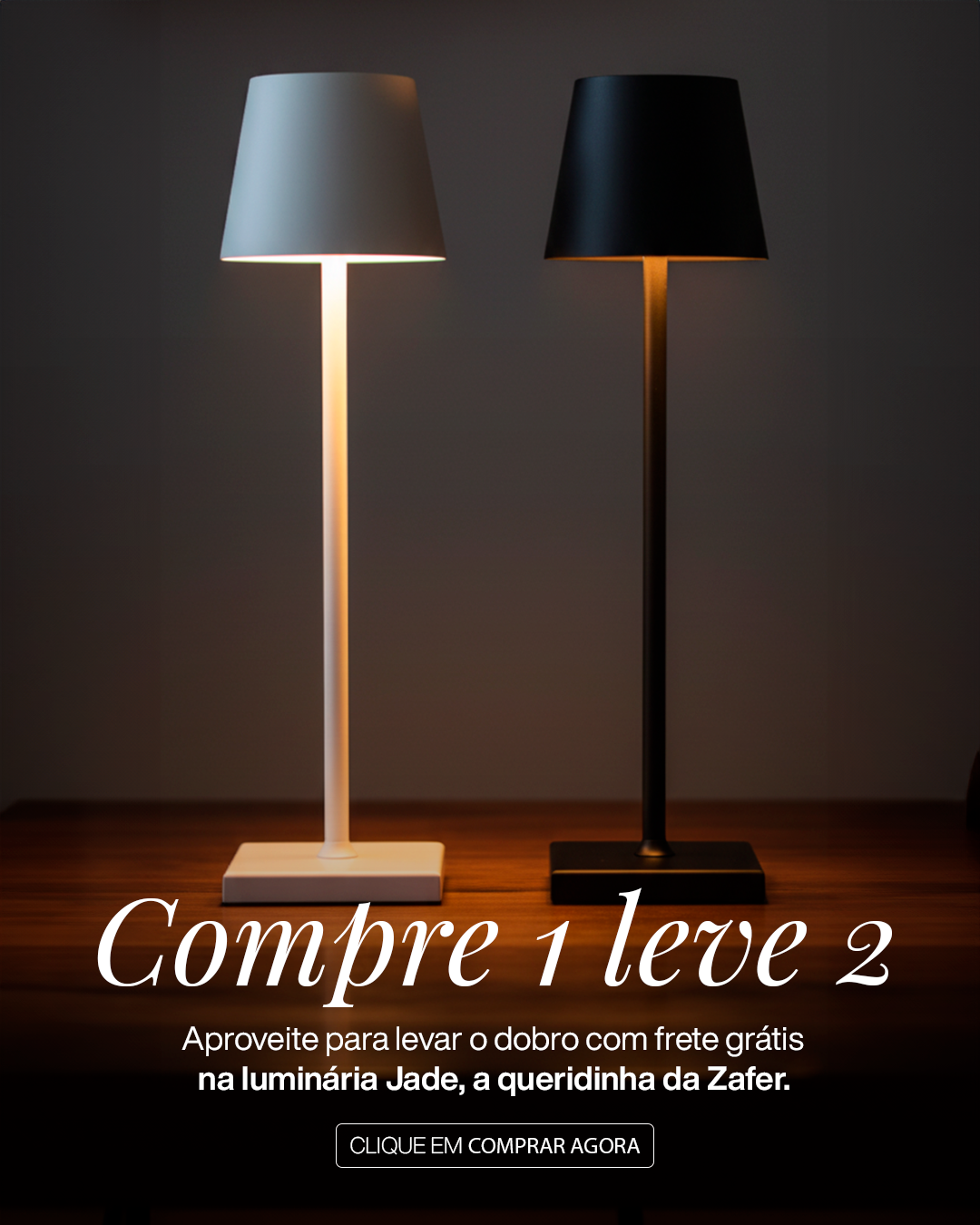 Luminária de Mesa Jade Zafer COMPRE 1 LEVE 2