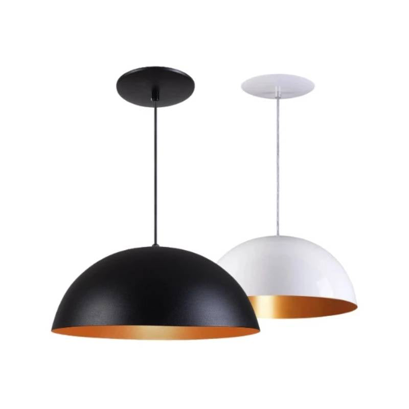 Luminária Pendente Meia Lua Alumínio Black and White – Zafer Decor