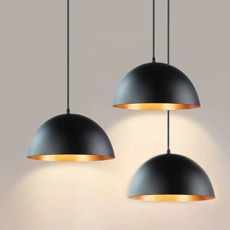 Lustre Pendente Meia Lua Preto
