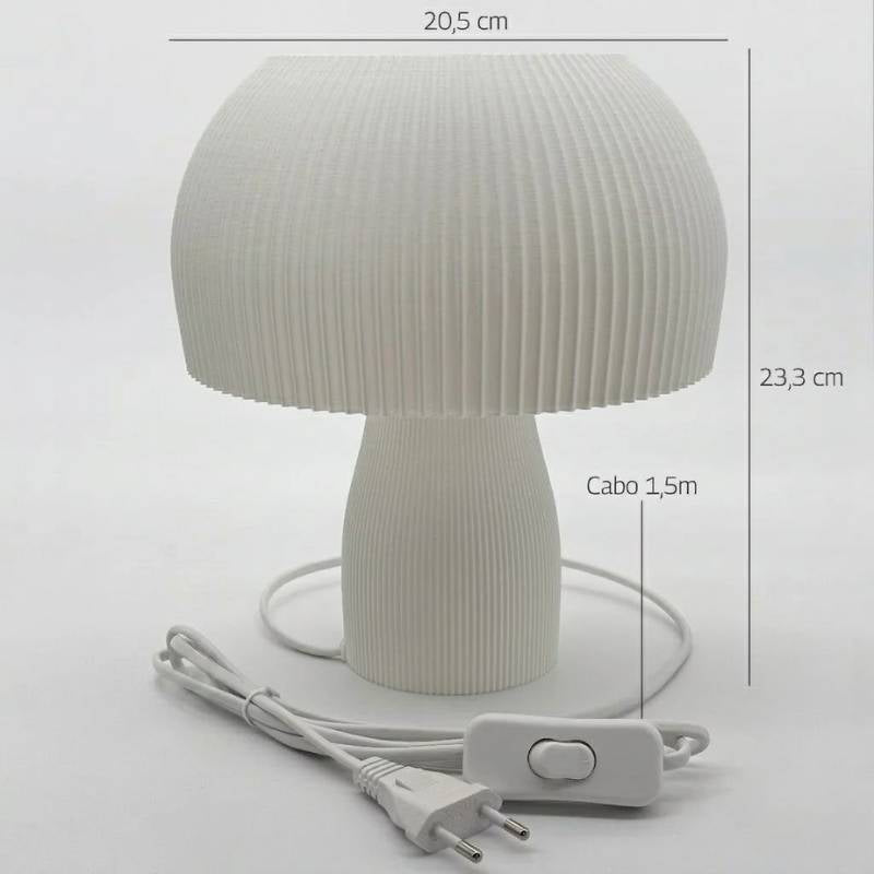 Tamanho da Luminária de Mesa Cogumelo LED