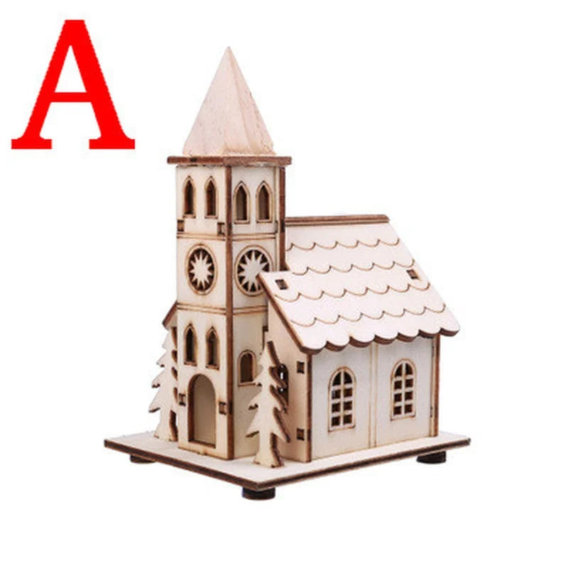 Casinhas Vila de Natal  de Madeira com Luz LED - Zafer Decor Kit Completo