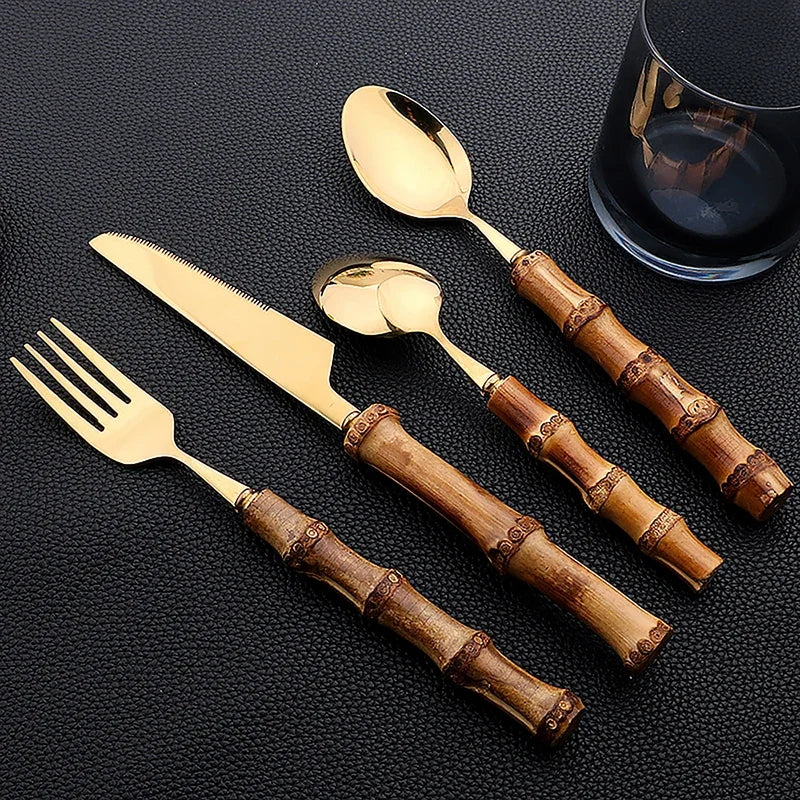 Jogo de talheres em aço inox dourado zafer decor