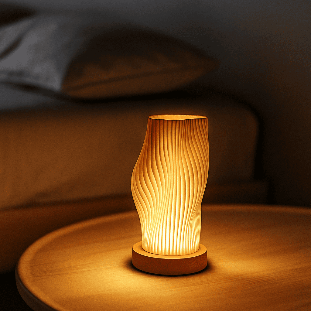 Luminária de Mesa Minimalista com Base de Madeira - Zafer Decor