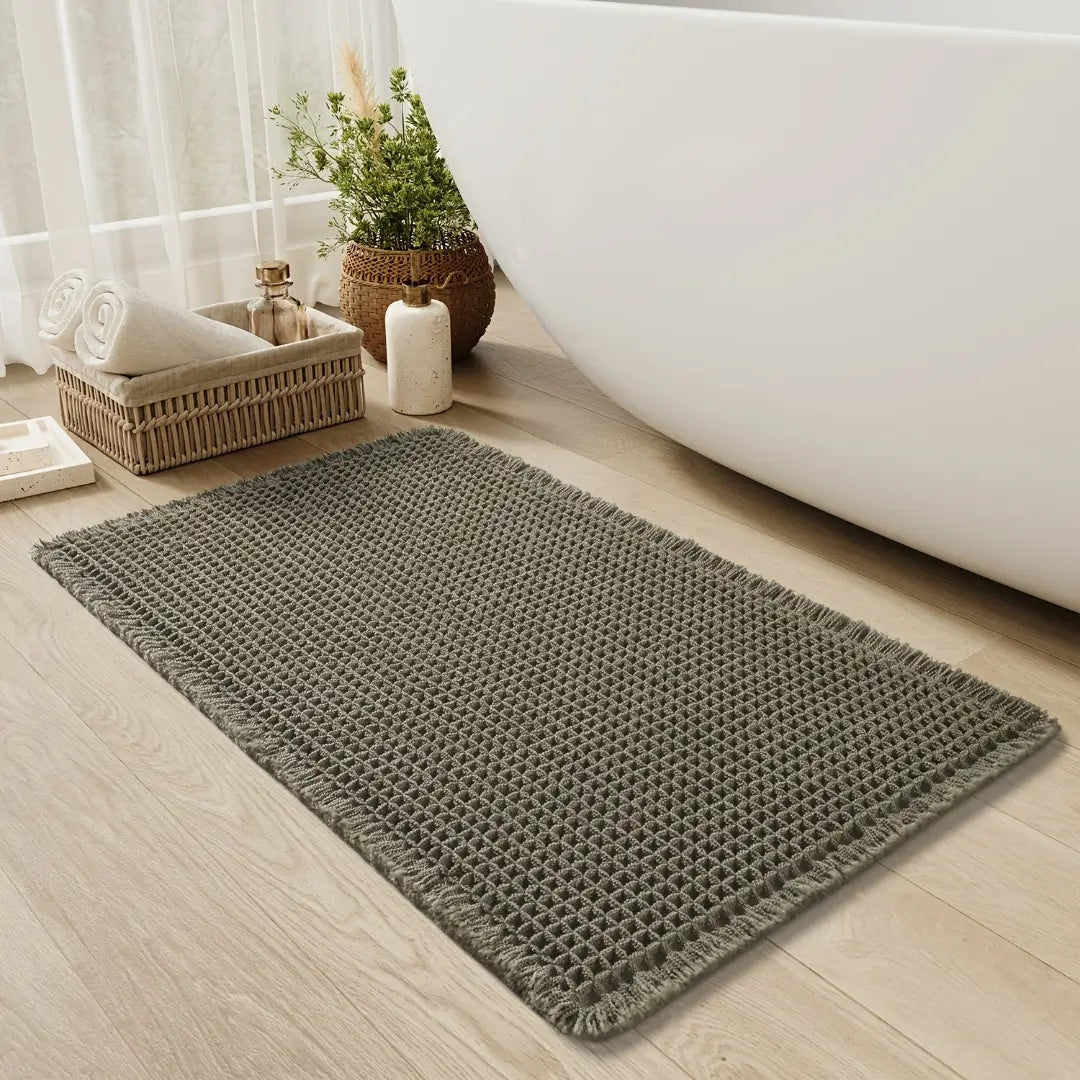 Tapete para banheiro cinza com base antiderrapante e alta absorção marca zafer Decor