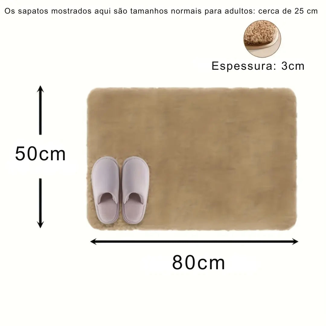 Tapete antiderrapante para banheiro cor caqui - Zafer Decor